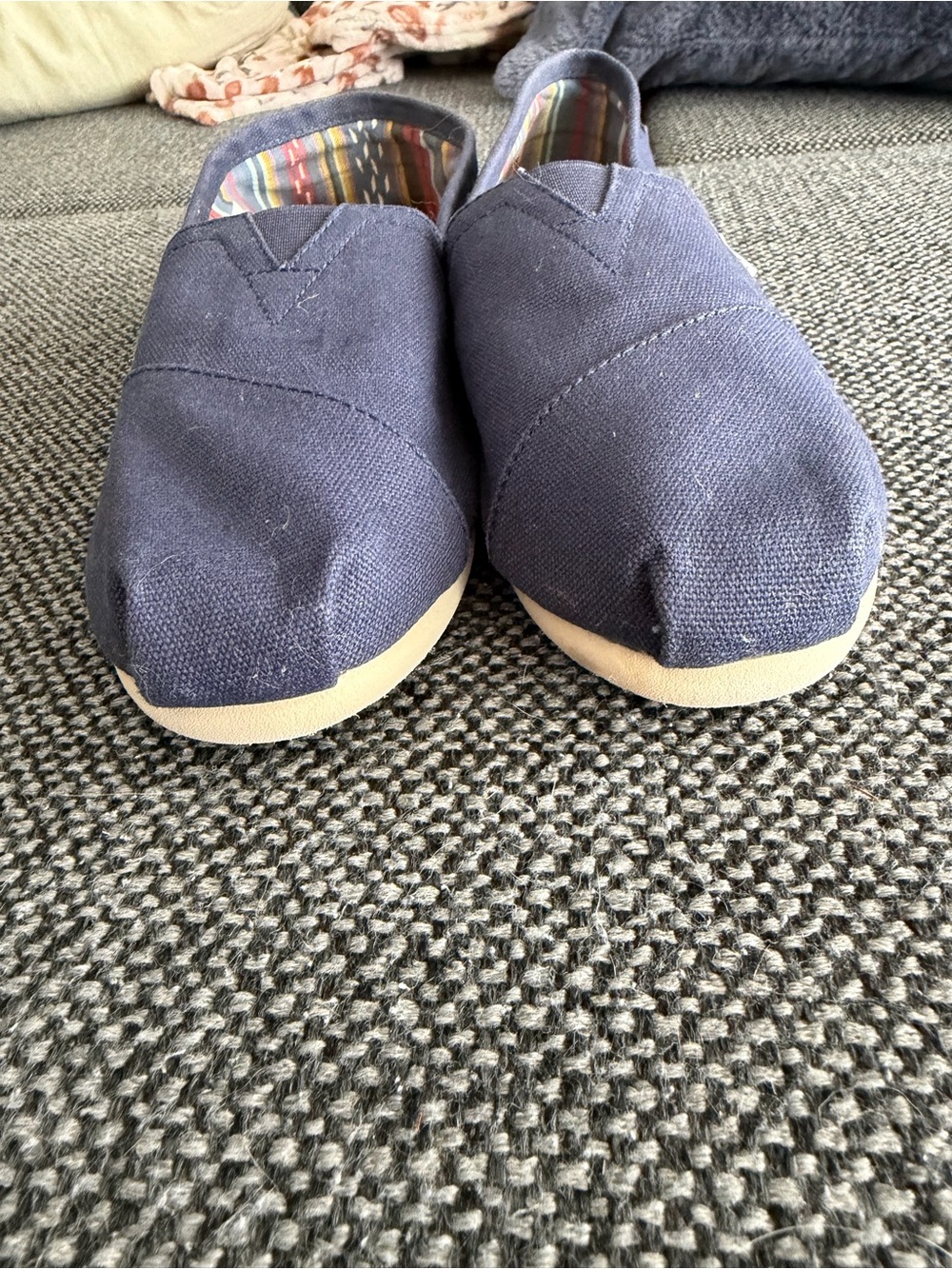 TOMS Navy Slip-On with Colorful Striped Lining - Picture 5 of 5